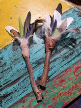 Load image into Gallery viewer, Handcrafted Smudge Wand with Duck, Indian Ringneck & Chicken Feathers | Ritual Cleansing Fan | Celtic Moon Alchemy