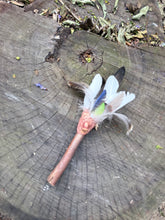 Load image into Gallery viewer, Handcrafted Smudge Wand with Duck, Indian Ringneck & Chicken Feathers | Ritual Cleansing Fan | Celtic Moon Alchemy