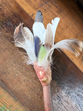 Load image into Gallery viewer, Handcrafted Smudge Wand with Duck, Indian Ringneck & Chicken Feathers | Ritual Cleansing Fan | Celtic Moon Alchemy