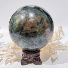 Load image into Gallery viewer, Ruby and Kyanite Crystal Sphere Crystal Ball