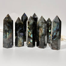 Load image into Gallery viewer, Labradorite Tower Point Generator Crystal with Flash