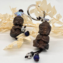 Load image into Gallery viewer, Wooden Buddha Key Ring / Key Chain Holder Beautiful item Length from ring to base 12cm