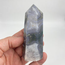 Load image into Gallery viewer, Moss Agate Crystal Tower Point Generator