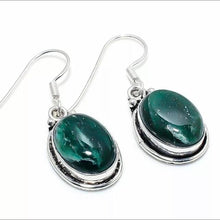 Load image into Gallery viewer, Modern Design Green Aventurine Gemstone 925 Sterling Silver Jewellery Drop Earrings Gift for Her