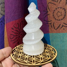 Load image into Gallery viewer, Selenite Crystal Carved Flame Selenite Crystal Polished Carving