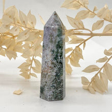 Load image into Gallery viewer, Moss Agate Crystal Tower Point Generator