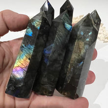 Load image into Gallery viewer, Labradorite Tower Point Generator Crystal with Flash