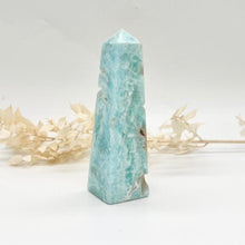 Load image into Gallery viewer, Blue Aragonite Crystal Tower Obelisk Crystal Tower Blue Crystal
