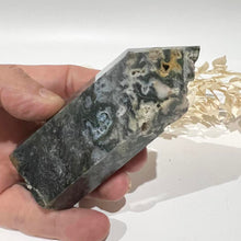 Load image into Gallery viewer, Moss Agate Crystal Tower Point Generator