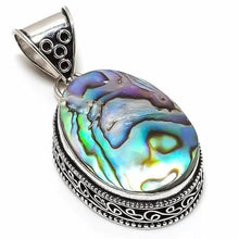 Load image into Gallery viewer, Vintage Abalone Gemstone 925 Sterling Silver Jewellery Pendant Gift for Her