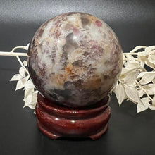 Load image into Gallery viewer, Pegmatite Crystal Sphere ~ Smokey Quartz, Lepidolite, Lithium, Pink Tourmaline Crystal Ball