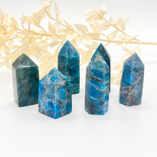 Load image into Gallery viewer, Apatite Crystal Small Tower Point Generator Blue Crystal