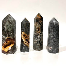 Load image into Gallery viewer, Agate with Pyrite Druzy Crystal Tower Point Generator