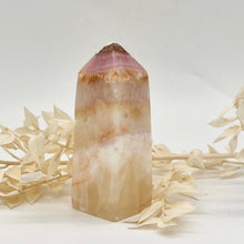 Load image into Gallery viewer, Pink Aragonite Crystal Tower Point Obelisk Pink Crystal Tower