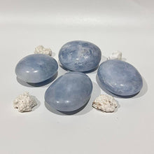 Load image into Gallery viewer, Blue Calcite Crystal Palm Stone Palmstone