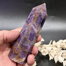Load image into Gallery viewer, Chevron Amethyst Dream Amethyst Crystal Tower Point Generator