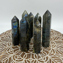 Load image into Gallery viewer, Labradorite Tower Point Generator Crystal Labradorite Tower with Flash
