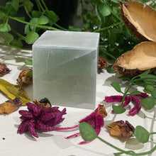 Load image into Gallery viewer, Selenite Crystal Carved Cube Selenite Crystal Carving