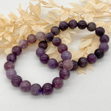 Load image into Gallery viewer, Lepidolite bead Bracelet Purple Crystal