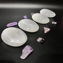 Load image into Gallery viewer, Selenite Crystal Palm Stone Palmstone