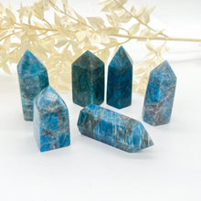 Load image into Gallery viewer, Apatite Crystal Small Tower Point Generator Blue Crystal