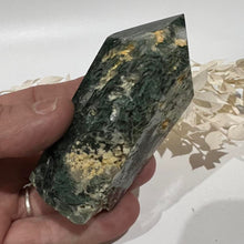 Load image into Gallery viewer, Moss Agate Crystal Tower Point Generator