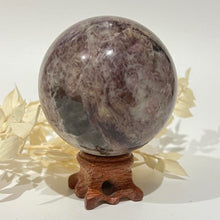 Load image into Gallery viewer, Pegmatite Crystal Sphere ~ Smokey Quartz, Lepidolite, Lithium, Pink Tourmaline Crystal Ball