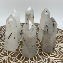 Load image into Gallery viewer, Black Tourmaline in Quartz Tower Point Generator