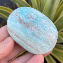 Load image into Gallery viewer, Blue Aragonite Crystal Palm Stone Palmstone