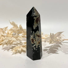 Load image into Gallery viewer, Moss Agate Crystal Tower Point Generator