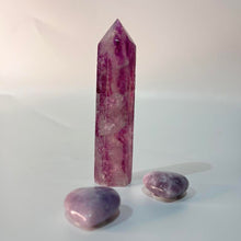 Load image into Gallery viewer, Rainbow Purple Green Fluorite Crystal Tower Point Generator