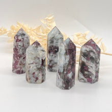Load image into Gallery viewer, Plum Blossom Pink Tourmaline Crystal Tower Point Generator