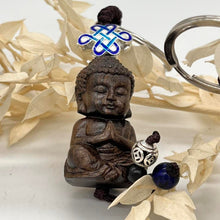 Load image into Gallery viewer, Wooden Buddha Key Ring / Key Chain Holder Beautiful item Length from ring to base 12cm