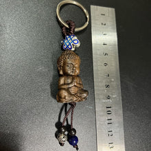 Load image into Gallery viewer, Wooden Buddha Key Ring / Key Chain Holder Beautiful item Length from ring to base 12cm