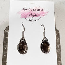 Load image into Gallery viewer, Modern Design Smokey Topaz Gemstone 925 Sterling Silver Jewellery Drop Earrings Gift for Her