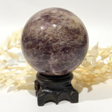 Load image into Gallery viewer, Pegmatite Crystal Sphere ~ Smokey Quartz, Lepidolite, Lithium, Pink Tourmaline Crystal Ball