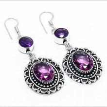 Load image into Gallery viewer, Modern Design Amethyst Gemstone 925 Sterling Silver Jewellery Drop Earrings Gift for Her