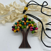 Load image into Gallery viewer, Wooden Tree of Life Necklace Coloured Wooden Bead