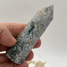 Load image into Gallery viewer, Moss Agate Crystal Tower Point Generator