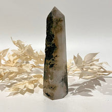 Load image into Gallery viewer, Moss Agate Crystal Tower Point Generator