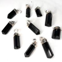 Load image into Gallery viewer, Black Tourmaline Crystal Pendant Silver Plated Mount
