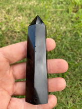 Load image into Gallery viewer, Black Obsidian Tower Point Generator Crystal