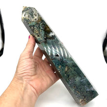 Load image into Gallery viewer, Moss Agate Crystal Tower Point Generator