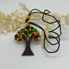 Load image into Gallery viewer, Wooden Tree of Life Necklace Coloured Wooden Bead