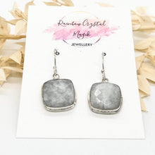 Load image into Gallery viewer, Modern Design Rainbow Moonstone Gemstone 925 Sterling Silver Jewellery Drop Earrings Gift for Her