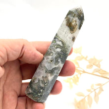 Load image into Gallery viewer, Moss Agate Crystal Tower Point Generator
