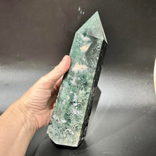 Load image into Gallery viewer, Moss Agate Crystal Tower Point Generator