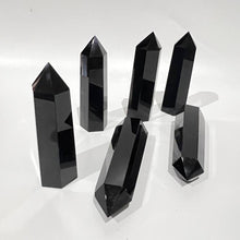 Load image into Gallery viewer, Black Obsidian Tower Point Generator Crystal