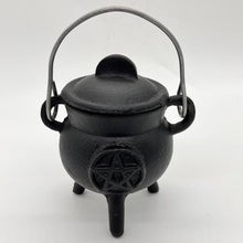 Load image into Gallery viewer, Cast Iron Cauldron with Pentagon design Incense Burner