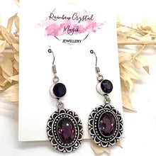 Load image into Gallery viewer, Modern Design Amethyst Gemstone 925 Sterling Silver Jewellery Drop Earrings Gift for Her
